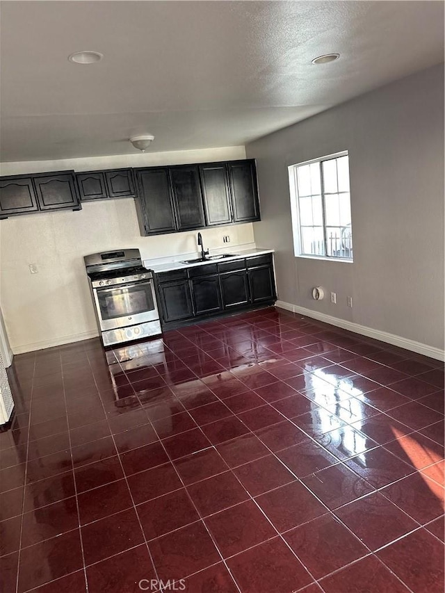 kitchen featuring stainless steel range with gas cooktop and sink