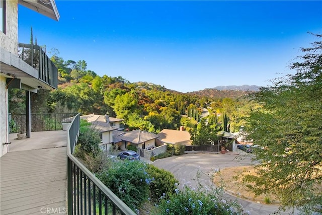 exterior space featuring a mountain view