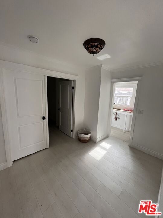 empty room with light hardwood / wood-style floors