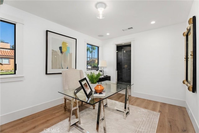 office area featuring hardwood / wood-style flooring