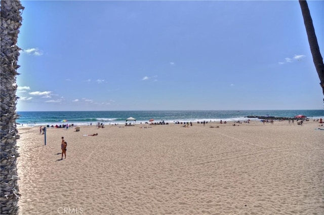 property view of water featuring a beach view