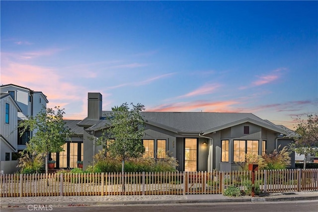 337 Holmwood Dr, Newport Beach, CA 92663 - ranch-style home featuring a fenced front yard and a chimney