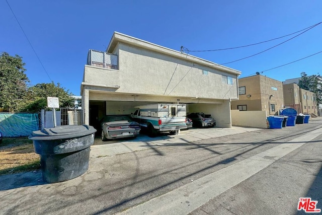 exterior space featuring a garage