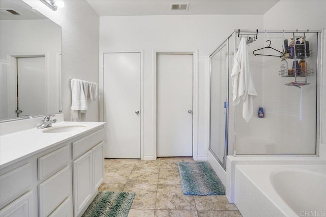 31616 Umbria Ln, Winchester, CA 92596 - full bathroom featuring a stall shower, visible vents, and vanity
