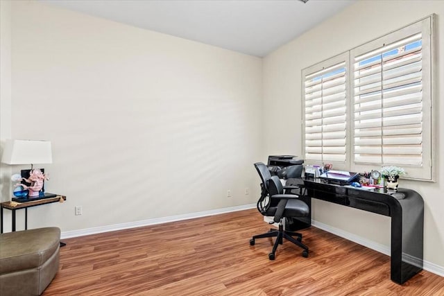 office area featuring light wood-type flooring