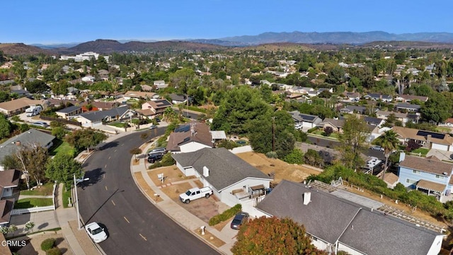 drone / aerial view with a mountain view