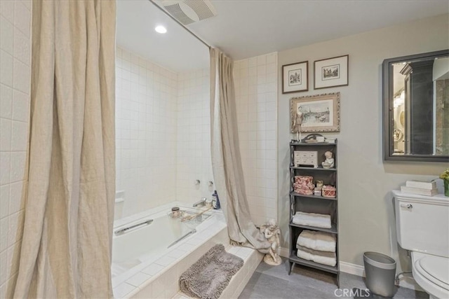 10409 Riverside Dr Unit 204, Toluca Lake, CA 91602 - full bath featuring toilet, tiled shower / bath, visible vents, and baseboards