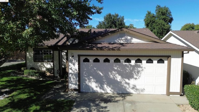 exterior space featuring a garage