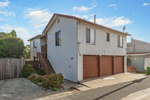 exterior space featuring a garage