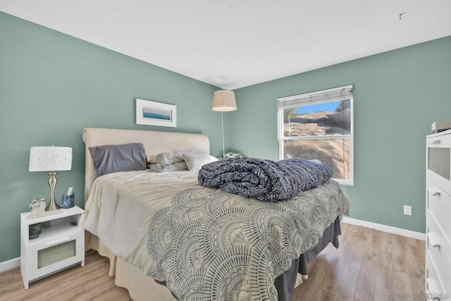 bedroom with light hardwood / wood-style flooring