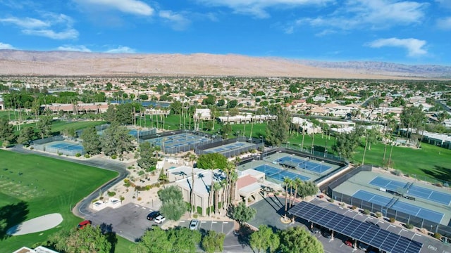 bird's eye view with a mountain view