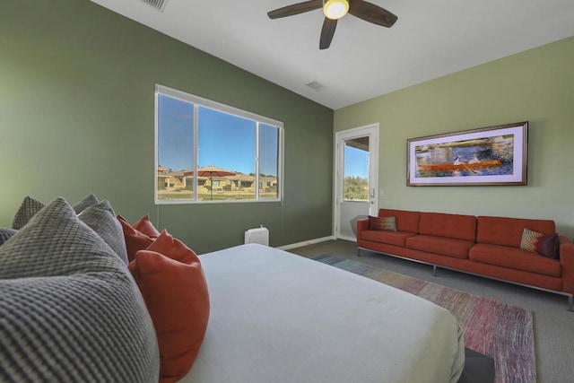 bedroom featuring ceiling fan