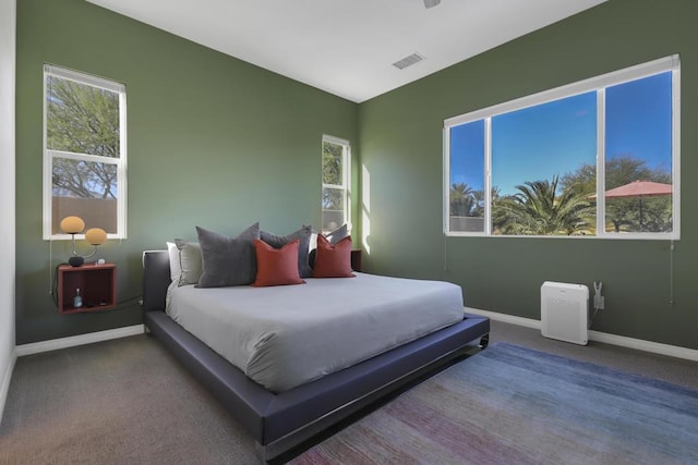 bedroom featuring carpet and multiple windows