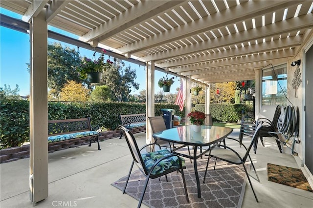 view of patio featuring a pergola