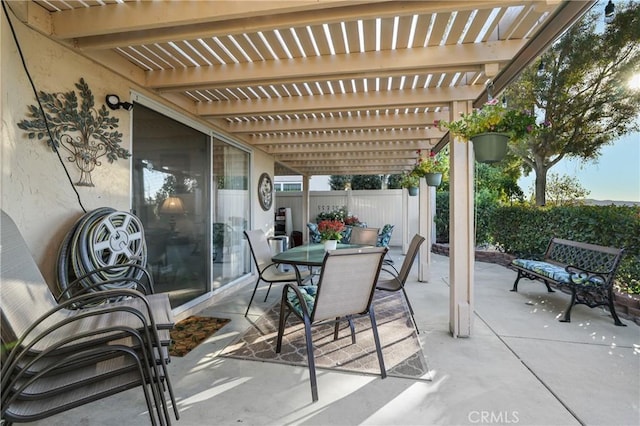 view of patio featuring a pergola