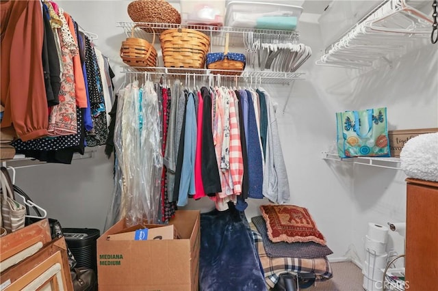 walk in closet featuring carpet