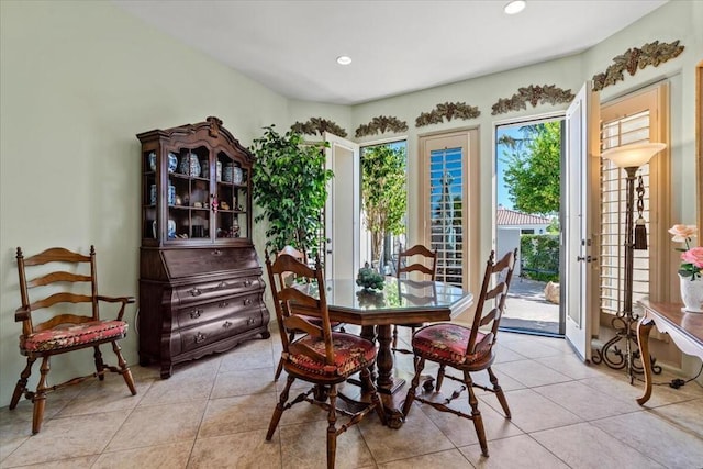 view of tiled dining space