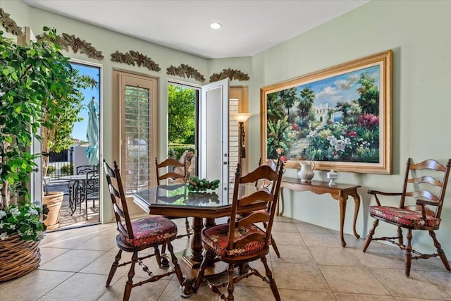 view of tiled dining room