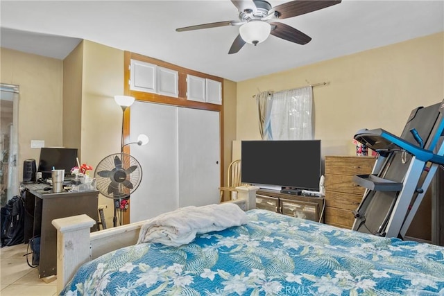 bedroom with a closet and ceiling fan