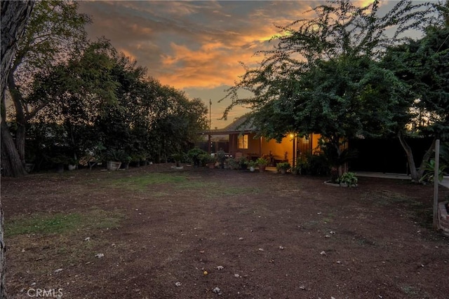 view of yard at dusk