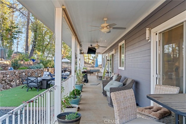 view of patio / terrace with ceiling fan