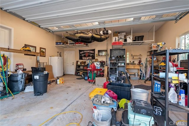 garage featuring white refrigerator