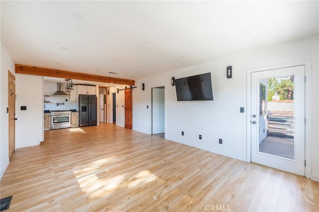 unfurnished living room with light hardwood / wood-style floors