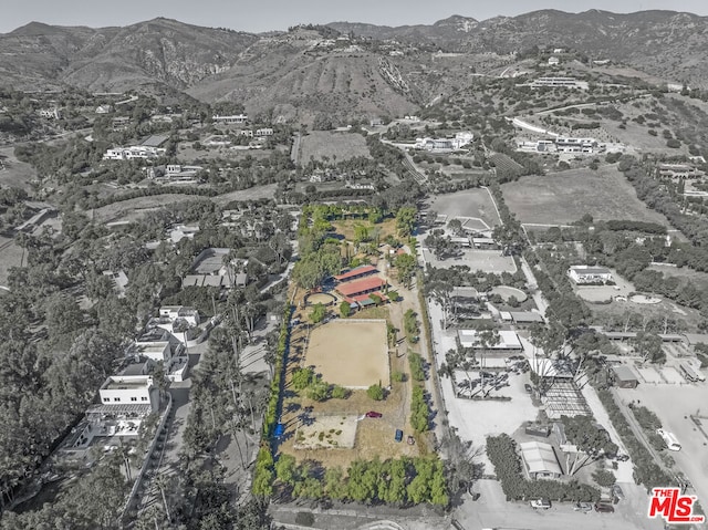 bird's eye view with a mountain view