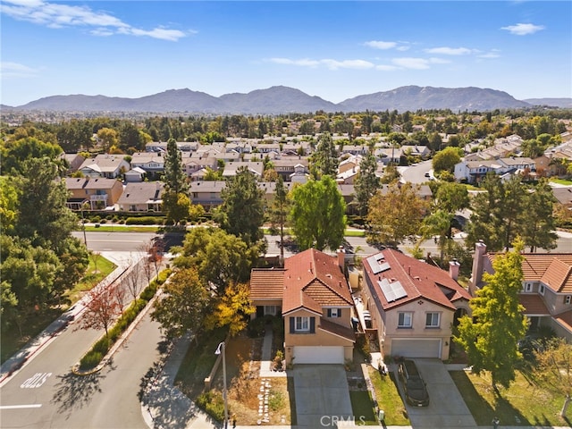 drone / aerial view featuring a mountain view