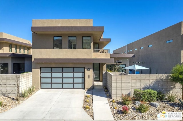 contemporary home featuring a garage