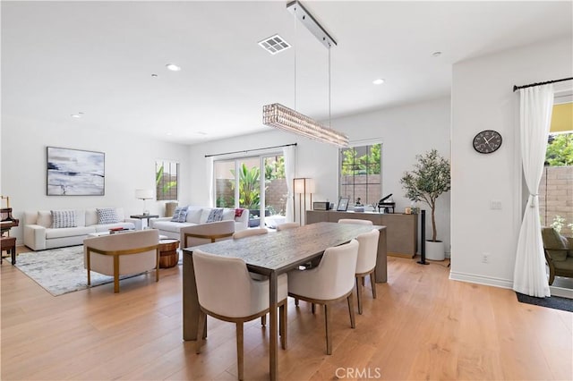 dining area featuring light hardwood / wood-style flooring