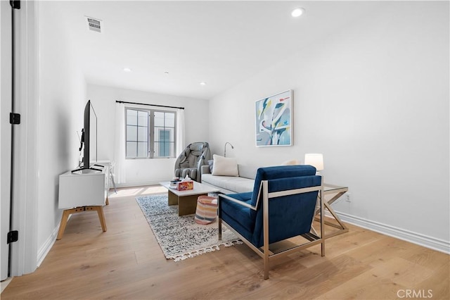 living room with light wood-type flooring