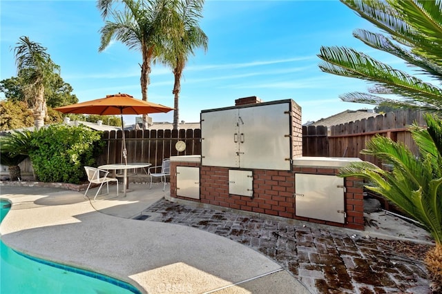 view of patio / terrace with an outdoor kitchen