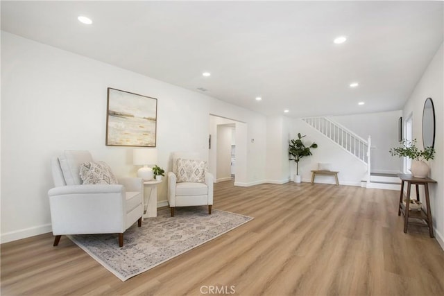 living area featuring light wood-type flooring