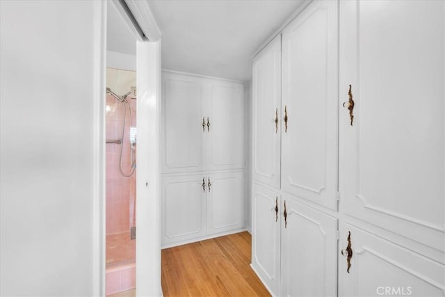 hallway with light wood-type flooring