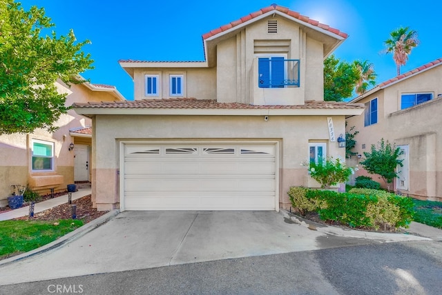 view of front of property with a garage