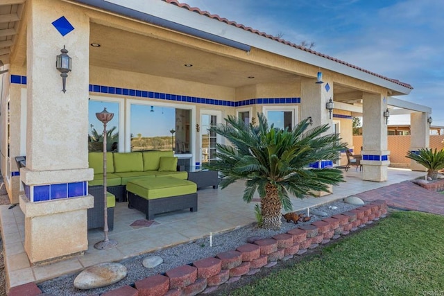 view of patio featuring an outdoor living space