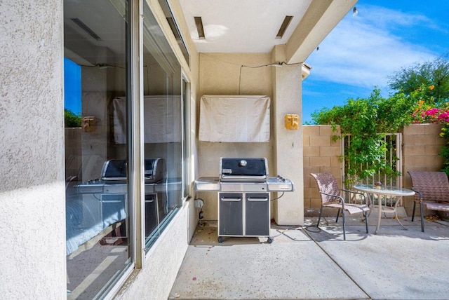 view of patio with area for grilling