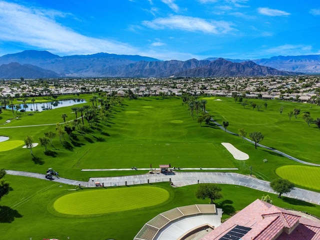 view of community featuring a water and mountain view