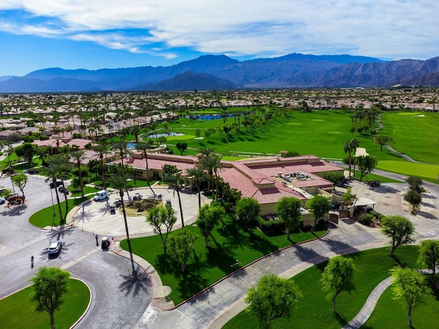 drone / aerial view featuring a mountain view