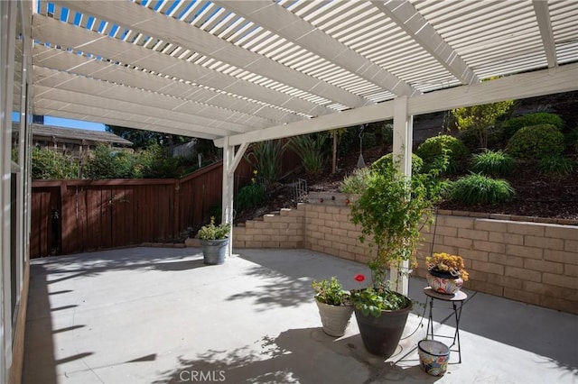 view of patio / terrace featuring a pergola