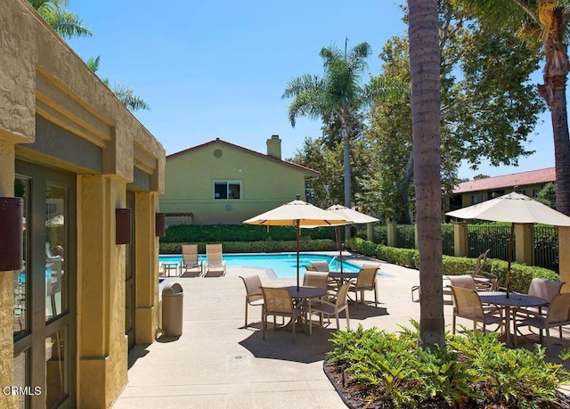 view of pool featuring a patio