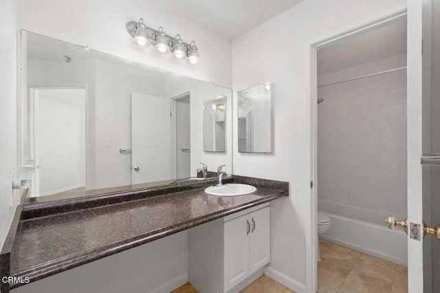 bathroom featuring shower / bathing tub combination, vanity, and tile patterned floors