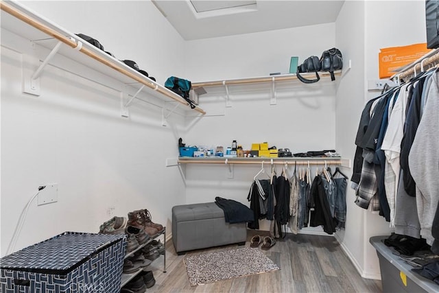 spacious closet featuring hardwood / wood-style flooring