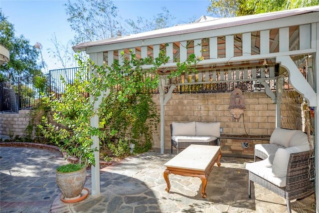 view of patio featuring an outdoor living space