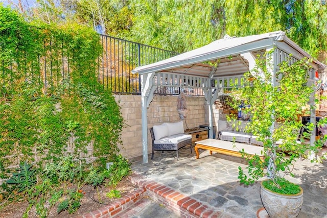 view of patio / terrace with a gazebo