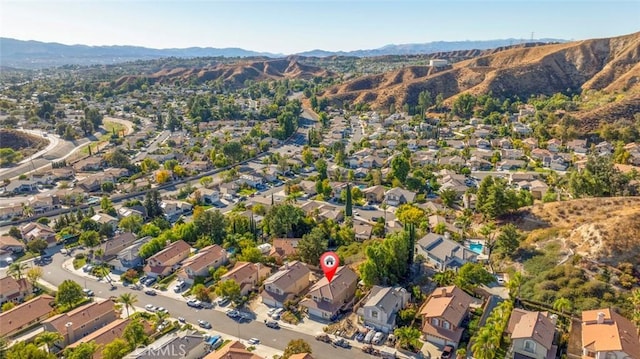 aerial view with a mountain view