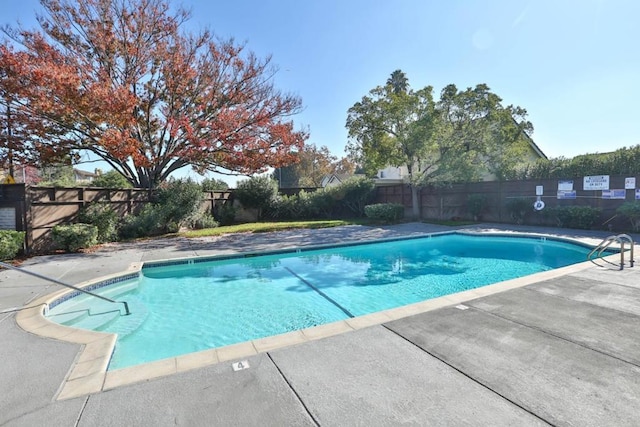 view of swimming pool with a patio area