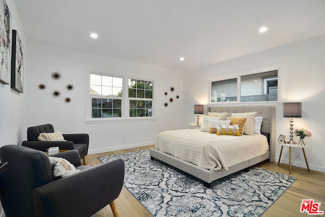 bedroom with wood-type flooring