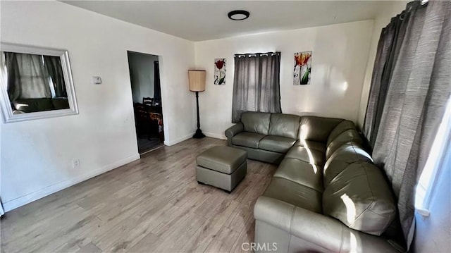 living room with light wood-type flooring